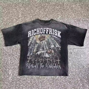 เสื้อยืดแขนสั้นทรงโอเวอร์ไซส์ ผ้าคอตตอน 100% พิมพ์ลายดิจิทัลคุณภาพสูง สไตล์ฮิปฮอป สำหรับทุกเพศ - Product Image 1