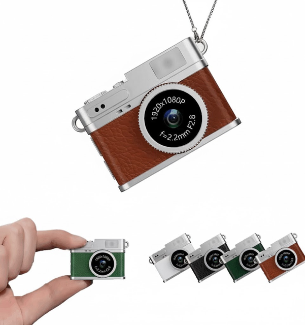Customizable Vintage Mini Keychain Camera 1080P Video Recorder LED Light Retro Compact Tiny Camera for Kids Gift