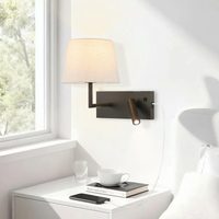 Applique murale d'hôtel ETL, lampe de lecture de chevet réglable, lampe murale moderne pour chambre à coucher avec abat-jour en tissu