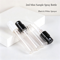 Botol Semprot Parfum Mini 2ml, Kaca Transparan, Leher Crimp, Botol Sampel Parfum Sekali Pakai, Vial Tester dengan Sprayer Hitam Putih