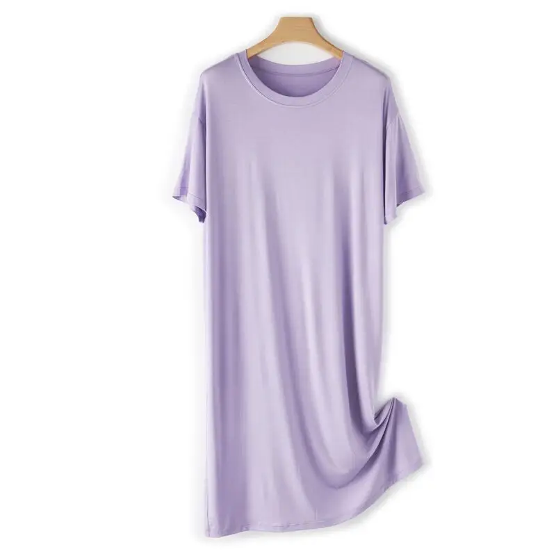 women short sleeve casual oversize long t-shirt dress cotton pajama plus size night gowns for ladies summer women pajama top