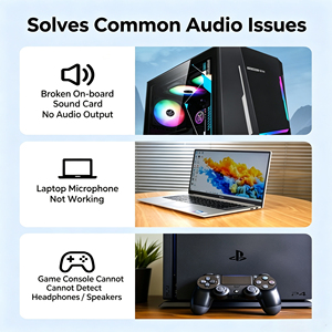 Tarjeta <span class=keywords><strong>de</strong></span> Sonido Externa USB, Adaptador <span class=keywords><strong>de</strong></span> <span class=keywords><strong>Audio</strong></span> con Conector <span class=keywords><strong>de</strong></span> 3.5mm, Espaciado <span class=keywords><strong>de</strong></span> 9mm, Micrófono, Auriculares, <span class=keywords><strong>Convertidor</strong></span> Tipo C <span class=keywords><strong>para</strong></span> <span class=keywords><strong>PC</strong></span>, Laptop, MacBook, PS5 - Product Image 4