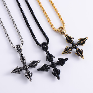 European Style Stainless Steel <b>Cross</b> Pendant Necklace Men's Punk Retro Geometric Design 19033 - Product Image 2