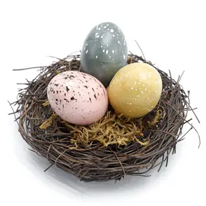 Handmade Bird Nest Artificial Nest With Egg For Kids Easter Decoration Garden Yard Home Party Decorative Easter Eggs