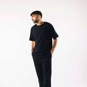 100% coton T-shirt pour homme coupe ample confortable avec col rond surdimensionné manches courtes col rond décontracté col rond coupe décontractée - Product Image 2