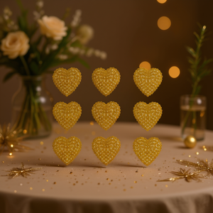 Adesivo Decorativo ILAN a Forma di Cuore con Strass Scintillanti, 32cm, Colore Oro - Product Image 2