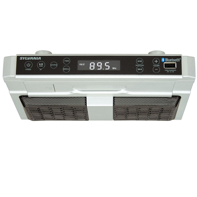 Cabinet Portable Bluetooth FM Radio USB Charging Port Cooking Timer 1W2 Speaker AC Adapter Customizable Color 11x9x4 Inch