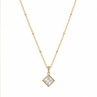 Collier pendentif NIMAI en acier inoxydable, géométrique, carré, ovale, avec zircone, luxueux, exclusif, polyvalent