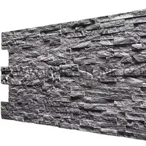 Natural Slate Stone Texture Peel Stick Tile Wooden Vein Black Slate for Outdoor Application Stone Veneer with Natural Finish