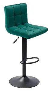 Chaise de bar luxueuse en velours avec pieds en métal chromé réglables - Product Image 4
