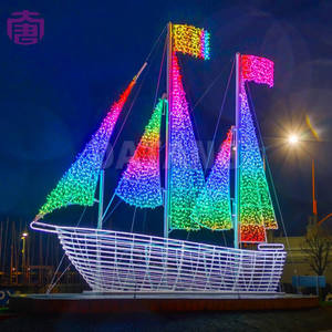 Décoration de rue en forme de bateau lumineux à LED 3D pour Noël, pour les fêtes et l'aménagement paysager, indice de protection IP65 - Product Image 3