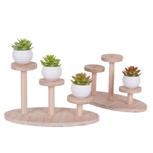 Organizador de Plantas de Escritorio de Madera Maciza, Ovalado, de 3 Niveles, Soporte Independiente para Macetas de Suculentas, Estante de Exhibición y Almacenamiento de Plantas Verdes para el Hogar - Product Image 5