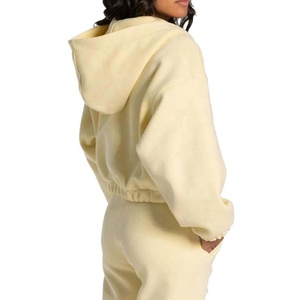 Custom Hot Sell High Quality <b>Women's</b> Zip up <b>Long</b> <b>Sleeve</b> Zipper Soild Color Hooded Crop <b>Top</b> <b>Sports</b> Jacket Hoodie for <b>Woman</b> - Product Image 4