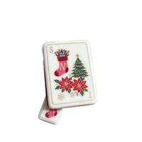 160 Set Mahjong Natal Amerika dengan Ubin Berlapis Emas, Akrilik, Motif Poinsettia, Nutcracker, dan Seni Stempel Vintage