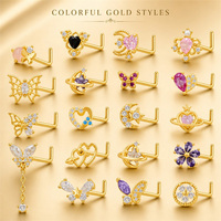 Gaby G23 ASTM-F136 Poste de Piercing de Titanio con Zirconia de Latón en Forma de Corazón, Anillo de Nariz para Mujer, 100 unidades SKU