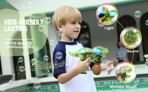Pistola de Burbujas de Dinosaurio - Lanza Burbujas con Luz y Sonido, Diversión al Aire Libre e Interior - Idea de Regalo, Actividad para Fiestas - Product Image 6