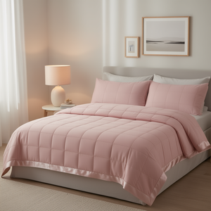 Couverture de lit légère en duvet synthétique Db, matelassée, rose uni, toutes saisons, rectangulaire, polyester, lavable en machine - Product Image 2
