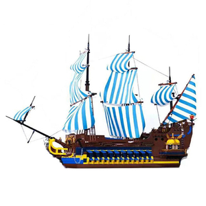 Mork 031011 3265 Piezas, Bloques de Construcción de <span class=keywords><strong>Barco</strong></span> <span class=keywords><strong>Pirata</strong></span> con Remo y Vela Azul, Modelo de Ensamblaje de Ladrillos de Construcción en Venta - Product Image 1