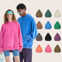 350 gram 100% puur katoenen retro acid-washed distressed hoodie met verbleekte en verouderde Franse wollen lus, aangepast logo