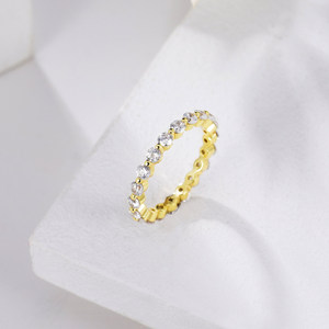 Anillos de Boda Personalizados Tempusort para Mujer, Anillo de Compromiso de Circonio, Chapado en Oro de 14K, Anillo Apilable de Eternidad Completa para Mujer - Product Image 4