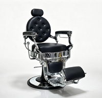 Fauteuil de barbier pivotant inclinable en cuir PU capitonné de luxe rétro, robuste, pour hommes, salon de coiffure