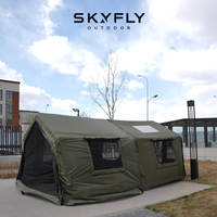 Tente de camping gonflable 8+8 Air Column à ouverture rapide et automatique, imperméable, 2 chambres en coton avec porte moustiquaire pour voyages en famille
