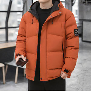 Veste matelassée réversible pour homme, coupe-vent, épaisse, à capuche, col montant contrastant, en coton, pour l'hiver - Product Image 3