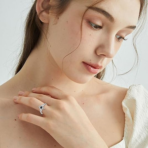 Bague en diamant noir en argent sterling 925, forme croix, taille brillant rond, cadeau pour couple, style punk unique - Product Image 3