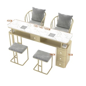 Modern Luxury <b>Nail</b> Salon Furniture Sets Wholesale Metal Iron Marble Manicure Desk for <b>Nail</b> Bar and Living Room Use - Product Image 5