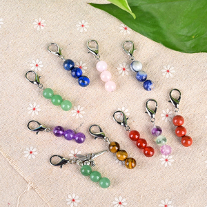 All'ingrosso alla moda perline di pietra naturale e trucioli di cristallo fatto a mano portachiavi con perline per animali domestici per collari per cani e gatti - Product Image 5