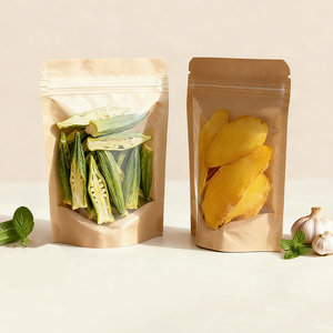 Giấy kraft đứng lên túi rõ ràng cửa sổ túi khóa kéo cho các loại hạt trái cây sấy khô đồ ăn nhẹ - Product Image 6