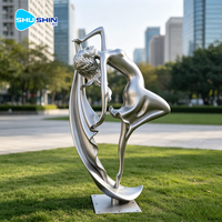 Sculpture de danseuse en acier inoxydable poli, décorative et créative, style nordique, modèle pour jardins extérieurs, art