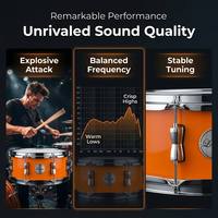 Professional 13 Inch Orange High Quality Wood Shell Student Beginner Performance Percussion Musical Instrument Snare Drum