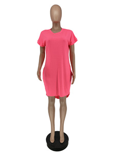 S-3XL tinta unita personalizzabile LOGO girocollo <span class=keywords><strong>con</strong></span> tasca a <span class=keywords><strong>manica</strong></span> <span class=keywords><strong>corta</strong></span> irregolare ampia da spiaggia abito hawaiano abito estivo Casual - Product Image 6