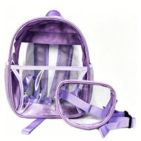 Ensemble de sac à dos scolaire transparent en PVC imperméable 2-en-1 pour enfants avec mini sac banane détachable