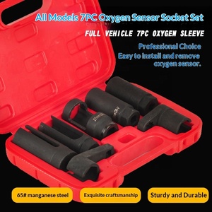 <span class=keywords><strong>OLIVER</strong></span> Ensemble de 7 pièces Noir/Rouge <span class=keywords><strong>45</strong></span> #   Jeu de douilles pour capteur d'oxygène en acier au carbone pour voiture, outils de démontage et d'assemblage pour réparation automobile - Product Image 1