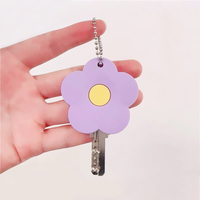 Identificateurs de clé de chaîne en métal en forme de fleur mignonne pour porte-clés de maison plate standard