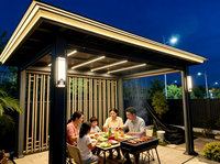 Pergola Bioclimatique à Toit à Lames Orientables avec Structure en Aluminium Anthracite et Toit Motorisé pour Jardin et Cour Utilisation Toute l'Année