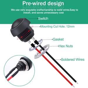 12V RGB <strong>LED</strong> Illuminated Waterproof Metal Push <strong>Button</strong> IP67 Stainless Steel 16mm 19mm 22mm Flattest Momentary 12mm 2NO Plastic - Product Image 3