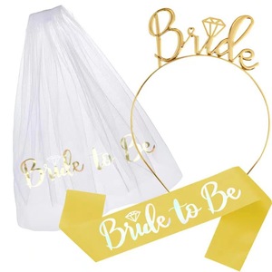 Conjunto de novia para fiesta de <span class=keywords><strong>despedida</strong></span> de <span class=keywords><strong>soltera</strong></span>, banda y Diadema, velo, suministros de decoración para fiesta, color oro rosa - Product Image 4