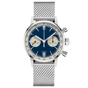 Montre pour homme en acier inoxydable doré brillant classique de luxe avec logo de marque personnalisé, chronographe avec bracelet en cuir de vache, étanche 50 m U3009 - Product Image 5