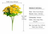 Fleurs artificielles d'extérieur en soie, 28 têtes de chrysanthèmes, petites marguerites, bouquet de cosmos à 7 branches, style rustique pour décoration de centre de table
