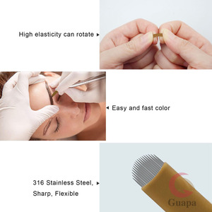 Nuevas Cuchillas de Microblading <span class=keywords><strong>Flex</strong></span> Lamina Tebori U-304 de 18U, Acero Inoxidable 18, Agujas <span class=keywords><strong>Nano</strong></span> de 0.18mm para Maquillaje Semipermanente de Cejas Finas - Product Image 4