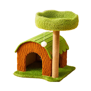 Casa de árbol para gatos estilo bosque, marrón y verde, tres tamaños con lindos rascadores, juguetes de pino, gatear, dormir, jungla, árbol para gatos - Product Image 4