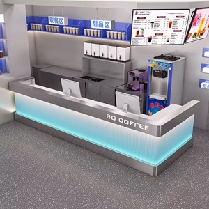 Custom Fiberglass Reception Desk High End Curved Front Desk for Villa Commercial Space - Product Image 2