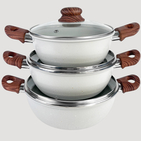 Batterie de Cuisine Antiadhésive en Acier Carbone pour Usage Domestique, Casserole et Marmite en Métal avec Revêtement Antiadhésif en Granit