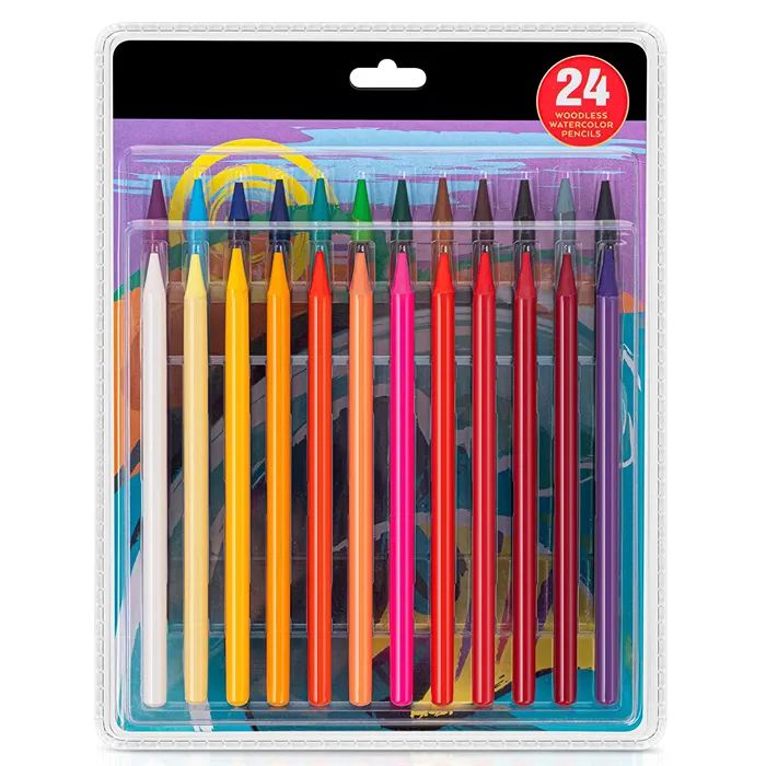 Цветной карандаш без дерева, набор из 24 акварельных карандашей для детей и взрослых, отлично подходит для раскрашивания книг, рисования, затенения и набросков