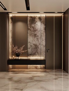 Armoire intégrée multifonctionnelle de luxe étagère à chaussures Foyer Buffet d'entrée pour salon chambre à coucher extérieur-Style bois MDF - Product Image 2
