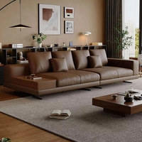 Luxuriöses Modernes Ledersofa-Set - Hochwertiges Designer-Sofa für den Heimgebrauch, Weiches Beliebtes Wohnzimmer-Sofa mit Beistelltisch