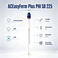 Électrode pH en ligne compatible alternative S8 225 mm, plage pH 0-14, capteur industriel ODM haute précision pour la fermentation